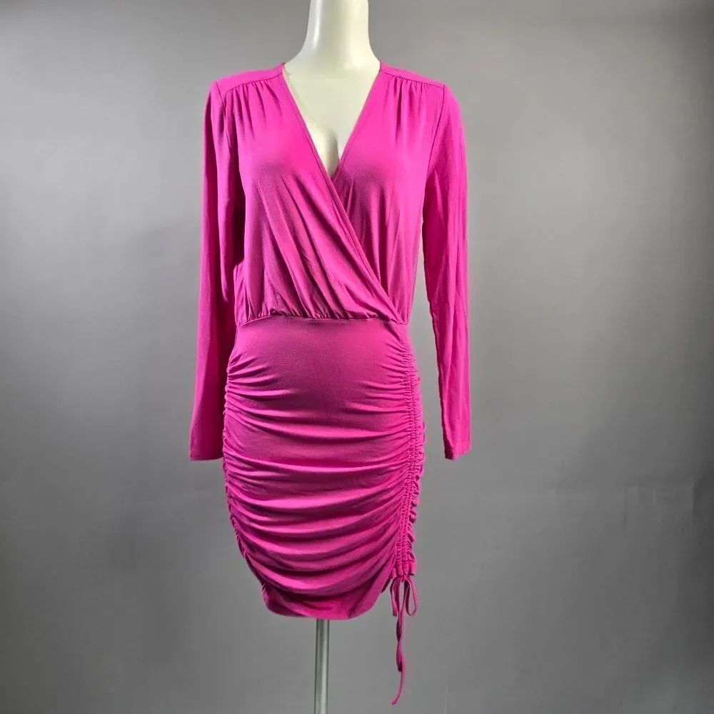 Royalty Vibrant Pink Long Sleeve Dress R7